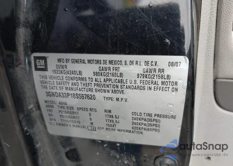 2008 Chevrolet Hhr Lt z USA, uszkodzony, nr VIN 3GNDA33P18S557620